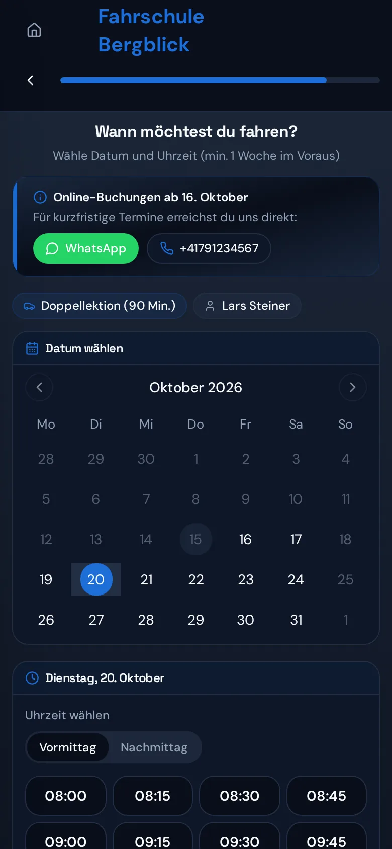Dieselbe Online-Buchung auf dem Smartphone